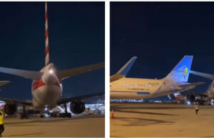 Una aeronave de American Airlines chocó a un avión de Frontier donde sufrió daños en la cola.