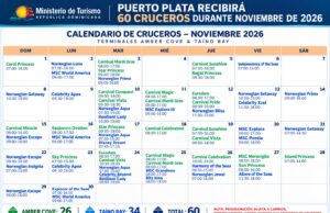 Puerto Plata recibirá 60 cruceros durante noviembre de 2026, consolidándose como uno de los principales destinos de cruceros del Caribe